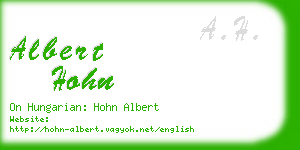 albert hohn business card